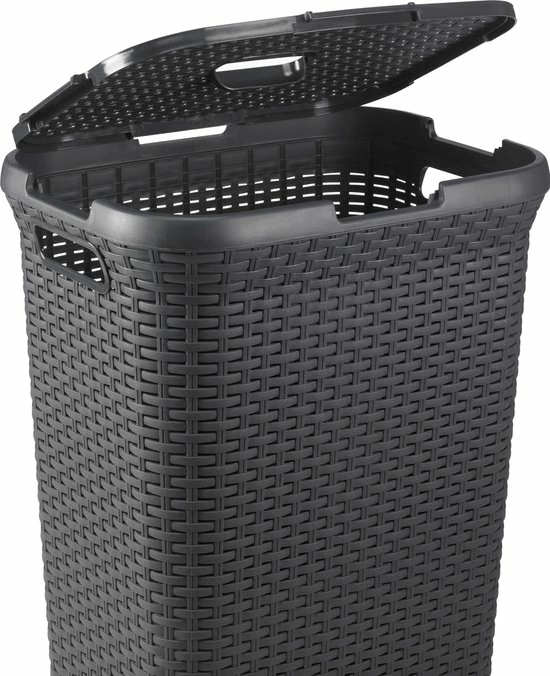Curver Style Wasmand Met Deksel - 60L - Antraciet 5 Curver Style Wasmand Met Deksel - 60L - Antraciet - Afbeelding 5