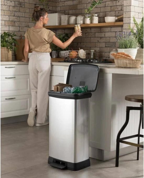 Curver Deco Bin Duo Prullenbak - Rechthoekig - 23L + 23L - Zilver Metallic 12 Curver Deco Bin Duo Prullenbak - Rechthoekig - 23L + 23L - Zilver Metallic - Afbeelding 12