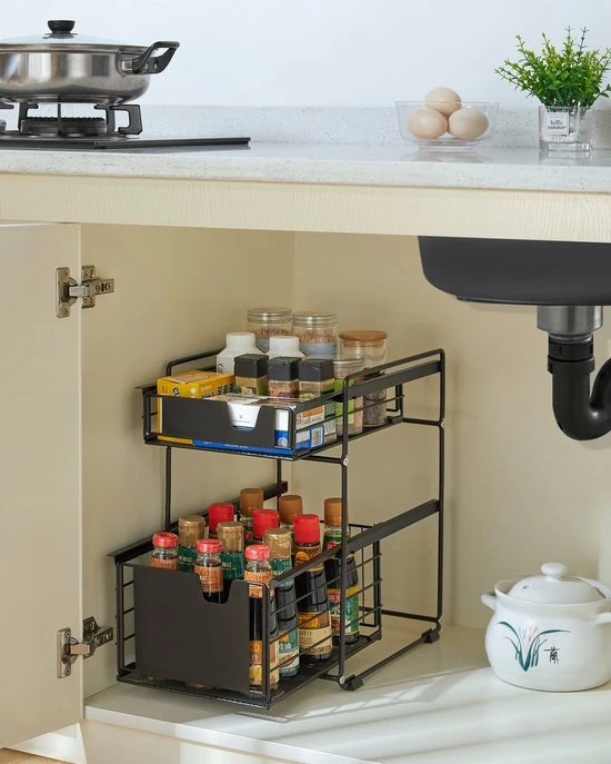 Clear Living Gootsteenkast Organizer - Keukenkast Organizer - Keuken Organizer - Gootsteen Organizer - Zwart 12 Clear Living Gootsteenkast Organizer - Keukenkast Organizer - Keuken Organizer - Gootsteen Organizer - Zwart - Afbeelding 12