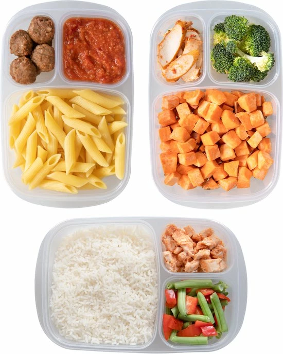 Lock&Lock Meal Prep Bakjes - Diepvriesbakjes - Vershoudbakjes Set Met Deksel - Magnetron Bakjes - Met 3 Compartimenten - Stevig En Herbruikbaar - BPA Vrij - Set Van 6 Stuks - 965ml 4 Lock&Lock Meal Prep Bakjes - Diepvriesbakjes - Vershoudbakjes Set Met Deksel - Magnetron Bakjes - Met 3 Compartimenten - Stevig En Herbruikbaar - BPA Vrij - Set Van 6 Stuks - 965ml - Afbeelding 4