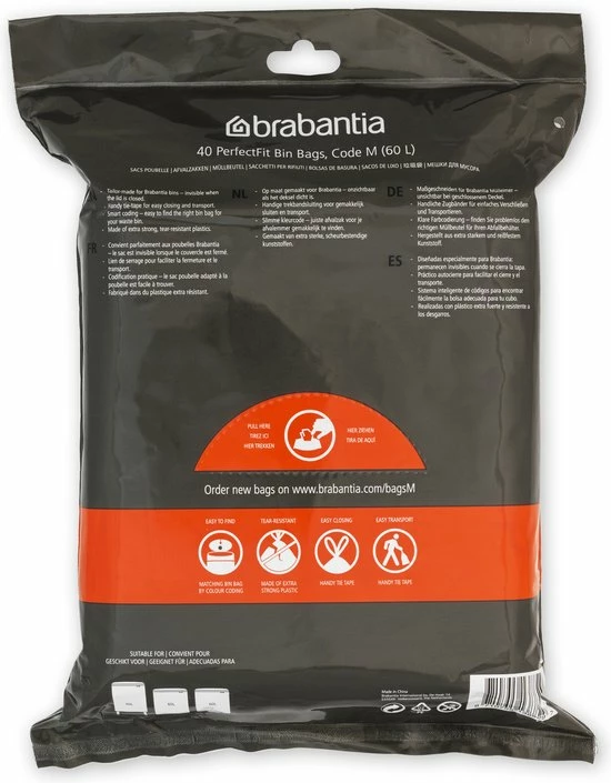 Brabantia PerfectFit Vuilniszakken - 60 L - Code M - 40 Stuks 4 Brabantia PerfectFit Vuilniszakken - 60 L - Code M - 40 Stuks - Afbeelding 4