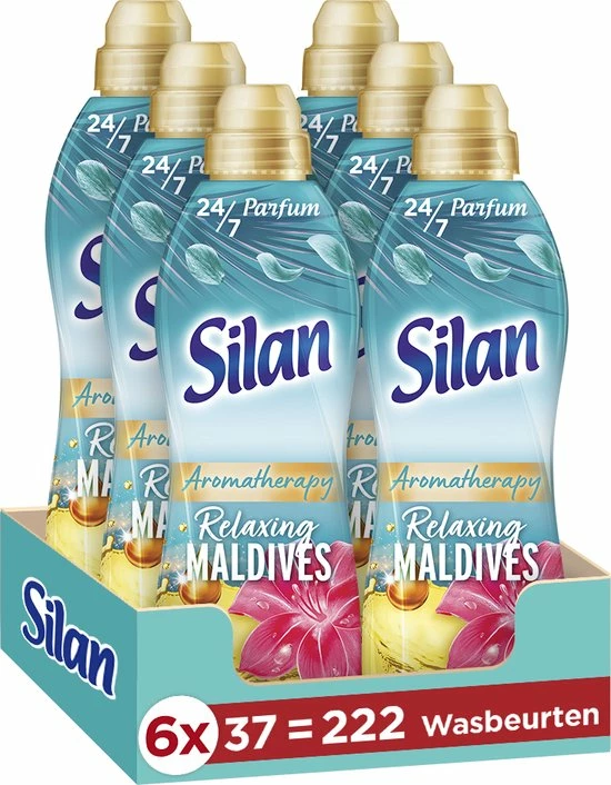 Silan Aroma Therapy Relaxing Maldives Wasverzachter - 6 X 37 Wasbeurten - Voordeelverpakking 1 Silan Aroma Therapy Relaxing Maldives Wasverzachter - 6 X 37 Wasbeurten - Voordeelverpakking