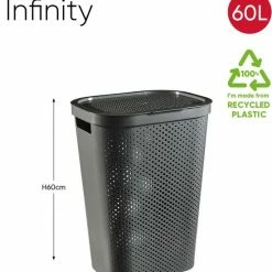 Curver Infinity Dots Recycled Wasmand Met Deksel - 60L - Antraciet -SolisVac Plus Shop 550x722 5