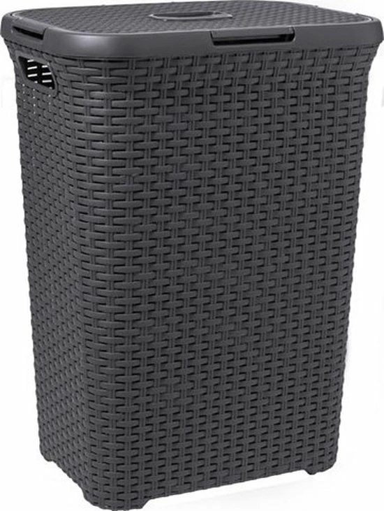 Curver Style Wasmand Met Deksel - 60L - Antraciet 1 Curver Style Wasmand Met Deksel - 60L - Antraciet