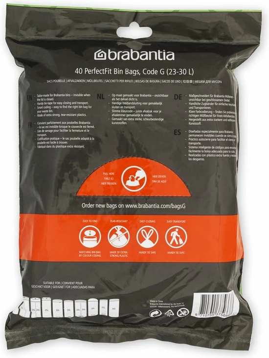 Brabantia PerfectFit Vuilniszakken - 23/30 L - Code G - 40 Stuks 4 Brabantia PerfectFit Vuilniszakken - 23/30 L - Code G - 40 Stuks - Afbeelding 4