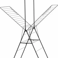 Brabantia HangOn Droogrek Inklapbaar - 25 Meter - Met Stang - Matt Black