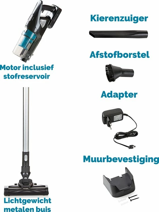 PRIMO Stofzuiger Zonder Zak PR501SV - 3-in-1 Steelstofzuiger Draadloos - Kruimelzuiger - HEPA Filter - Grijs/Blauw 3 PRIMO Stofzuiger Zonder Zak PR501SV - 3-in-1 Steelstofzuiger Draadloos - Kruimelzuiger - HEPA Filter - Grijs/Blauw - Afbeelding 3