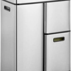 EKO Mirage Plus Sensor Afvalscheider Prullenbak - 35 + 15 + 15 L - Mat RVS -SolisVac Plus Shop 550x747