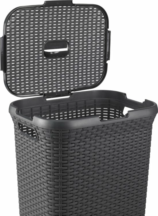 Curver Style Wasmand Met Deksel - 60L - Antraciet 8 Curver Style Wasmand Met Deksel - 60L - Antraciet - Afbeelding 8