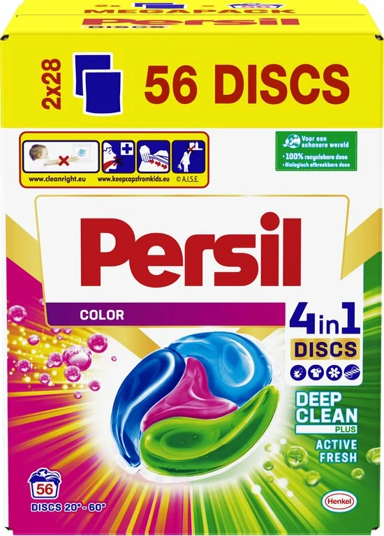Persil 4in1 Discs Color Wascapsules - Wasmiddel Capsules - Voordeelverpakking - 2x28 Wasbeurten 4 Persil 4in1 Discs Color Wascapsules - Wasmiddel Capsules - Voordeelverpakking - 2x28 Wasbeurten - Afbeelding 4