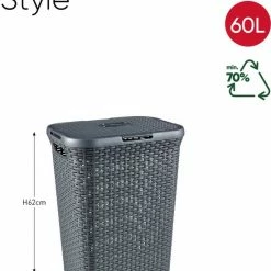 Curver Style Wasmand Met Deksel - 60L - Antraciet 10 Curver Style Wasmand Met Deksel - 60L - Antraciet -SolisVac Plus Shop 550x774