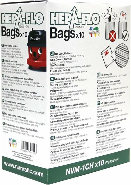 Numatic NVM-1CH Hepa - Stofzuigerzakken - 10 Stuks 2 Numatic NVM-1CH Hepa - Stofzuigerzakken - 10 Stuks - Afbeelding 2