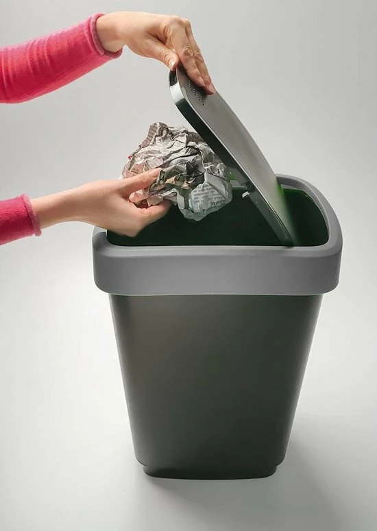 Rotho Twist Prullenbak- 50L - 60,2cm - Met Kanteldeksel - Zilver/Zwart 4 Rotho Twist Prullenbak- 50L - 60,2cm - Met Kanteldeksel - Zilver/Zwart - Afbeelding 4