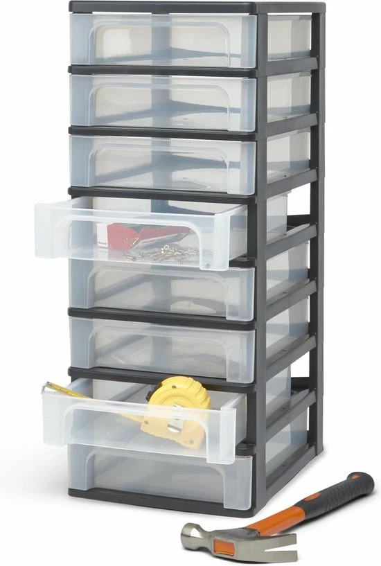 IRIS OHYAMA IRIS Organizer Chest Ladesysteem A4 - 8 Kleine Lades - 8 X 4L - Kunststof - Zwart/Transparant 3 IRIS OHYAMA IRIS Organizer Chest Ladesysteem A4 - 8 Kleine Lades - 8 X 4L - Kunststof - Zwart/Transparant - Afbeelding 3