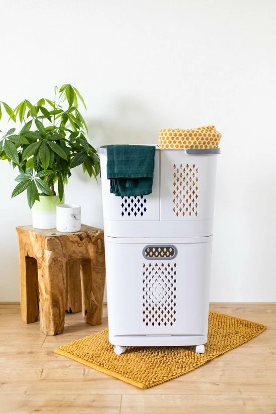 Sens Design Wasmanden Met Deksel - Wassorteerder 3 Vakken Op Wieltjes 9 Sens Design Wasmanden Met Deksel - Wassorteerder 3 Vakken Op Wieltjes - Afbeelding 9