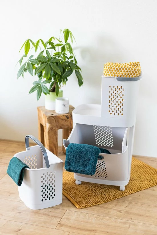 Sens Design Wasmanden Met Deksel - Wassorteerder 3 Vakken Op Wieltjes 10 Sens Design Wasmanden Met Deksel - Wassorteerder 3 Vakken Op Wieltjes - Afbeelding 10