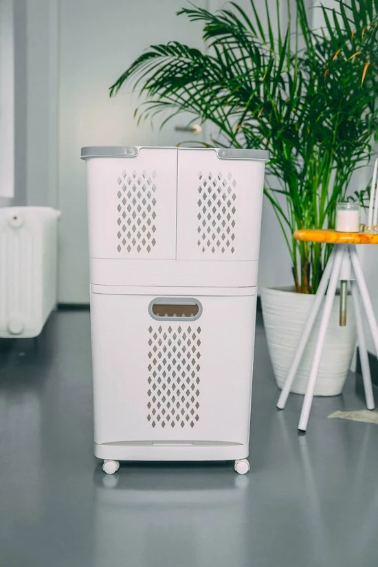 Sens Design Wasmanden Met Deksel - Wassorteerder 3 Vakken Op Wieltjes 17 Sens Design Wasmanden Met Deksel - Wassorteerder 3 Vakken Op Wieltjes - Afbeelding 17