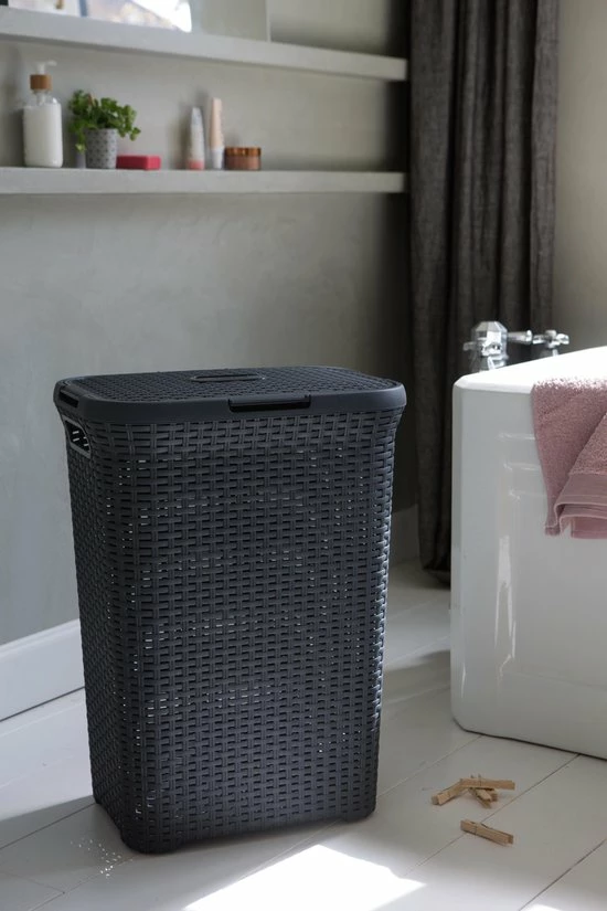 Curver Style Wasmand Met Deksel - 60L - Antraciet 6 Curver Style Wasmand Met Deksel - 60L - Antraciet - Afbeelding 6